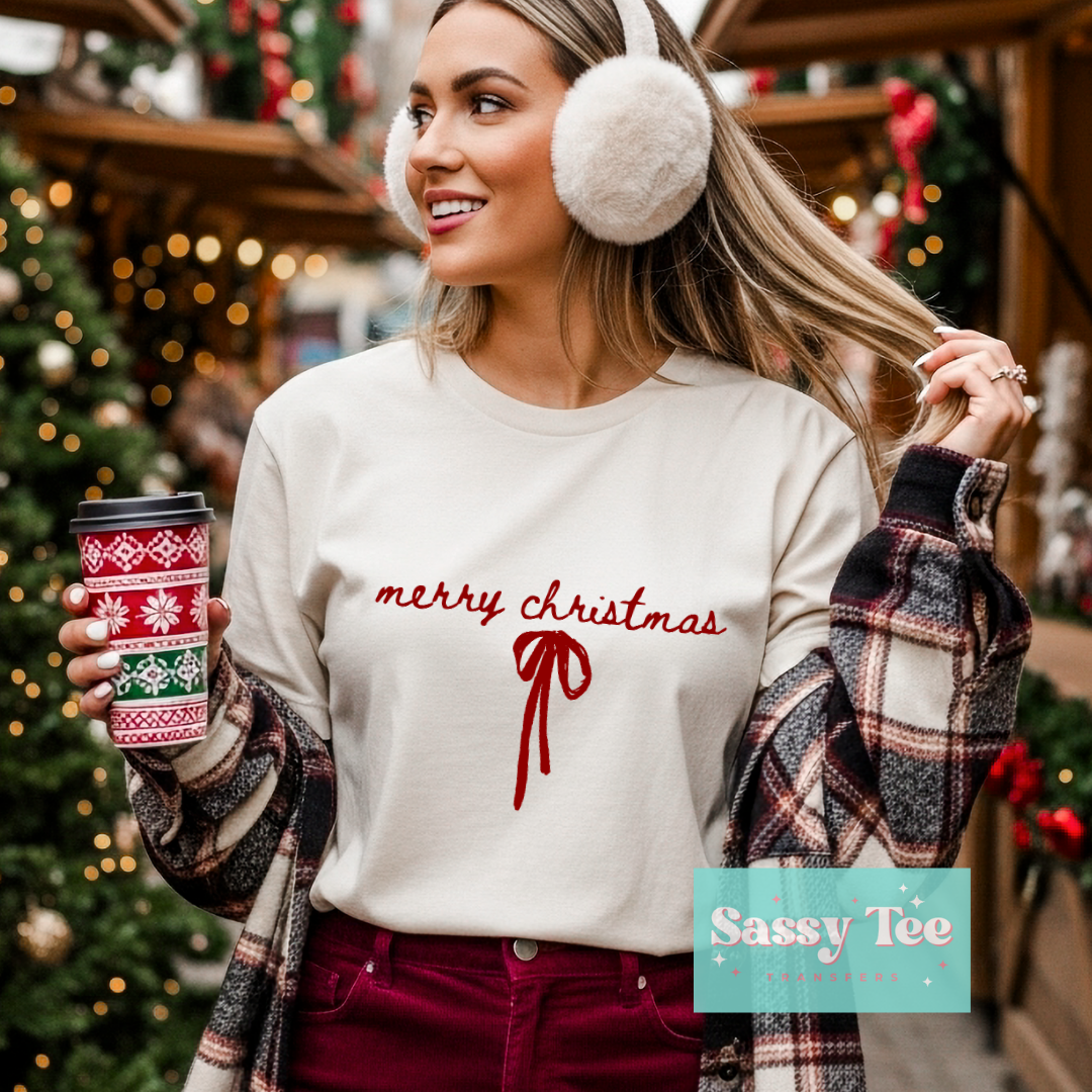 MERRY CHRISTMAS BOW SCRIPT **Preorder/Restock Ships in 5-10 biz days**