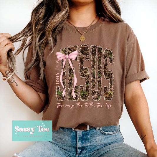 JESUS CAMO PINK BOW **Preorder/Restock Ships in 5-10 biz days**