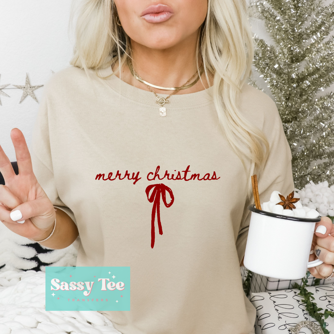 MERRY CHRISTMAS BOW SCRIPT **Preorder/Restock Ships in 5-10 biz days**