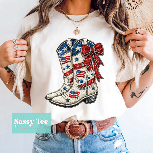 BOOTS USA BOW SPARKLE **Preorder/Restock Ships in 5-10 biz days**