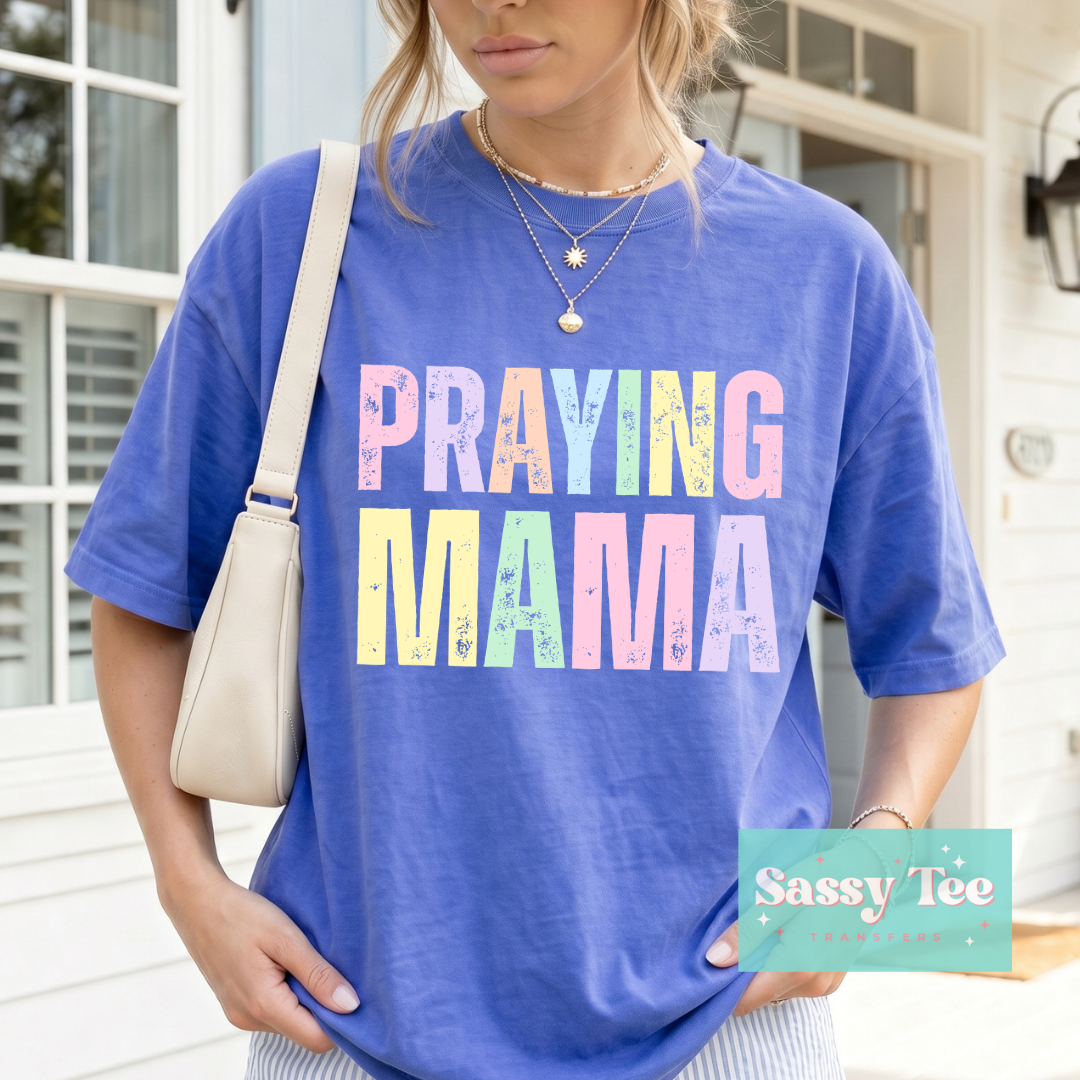 PRAYING MAMA BRIGHT PASTEL DISTRESSED **Preorder/Restock Ships in 5-10 biz days**