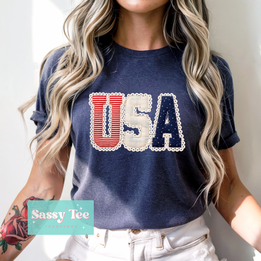 USA LACE FAUX PATCHWORK **Preorder/Restock Ships in 5-10 biz days**