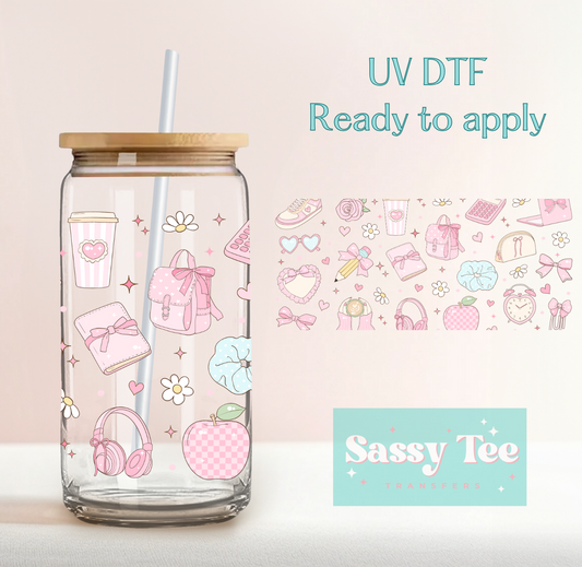 OFFICE SCHOOL BOWS UV DTF CUP WRAP *Preorder, Ships in 5-9 biz days*