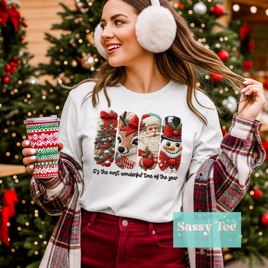 IT'S MOST WONDERFUL TIME CLASSIC CHRISTMAS FAUX YARN ART **Preorder/Restock Ships in 5-10 biz days**