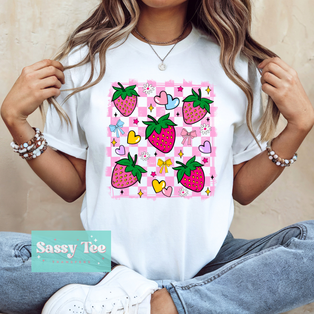 RETRO STRAWBERRY HEARTS CHECKER **Preorder/Restock Ships in 5-10 biz days**