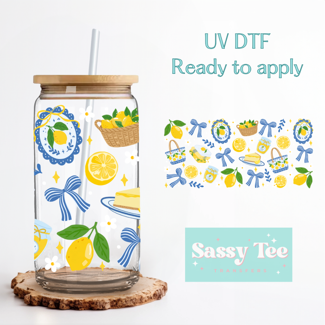 LEMON SUMMER PREPPY *DOUBLE SIDED* UV DTF CUP WRAP **Preorder/Restock Ships in 5-10 biz days**