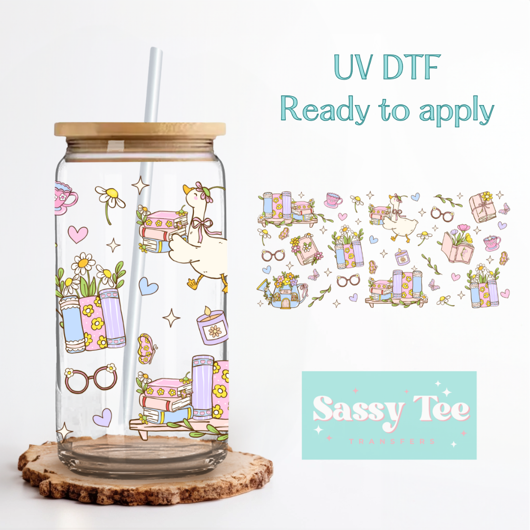 BOOKISH GOOSE FLORAL *DOUBLE SIDED* UV DTF CUP WRAP **Preorder/Restock Ships in 5-10 biz days**
