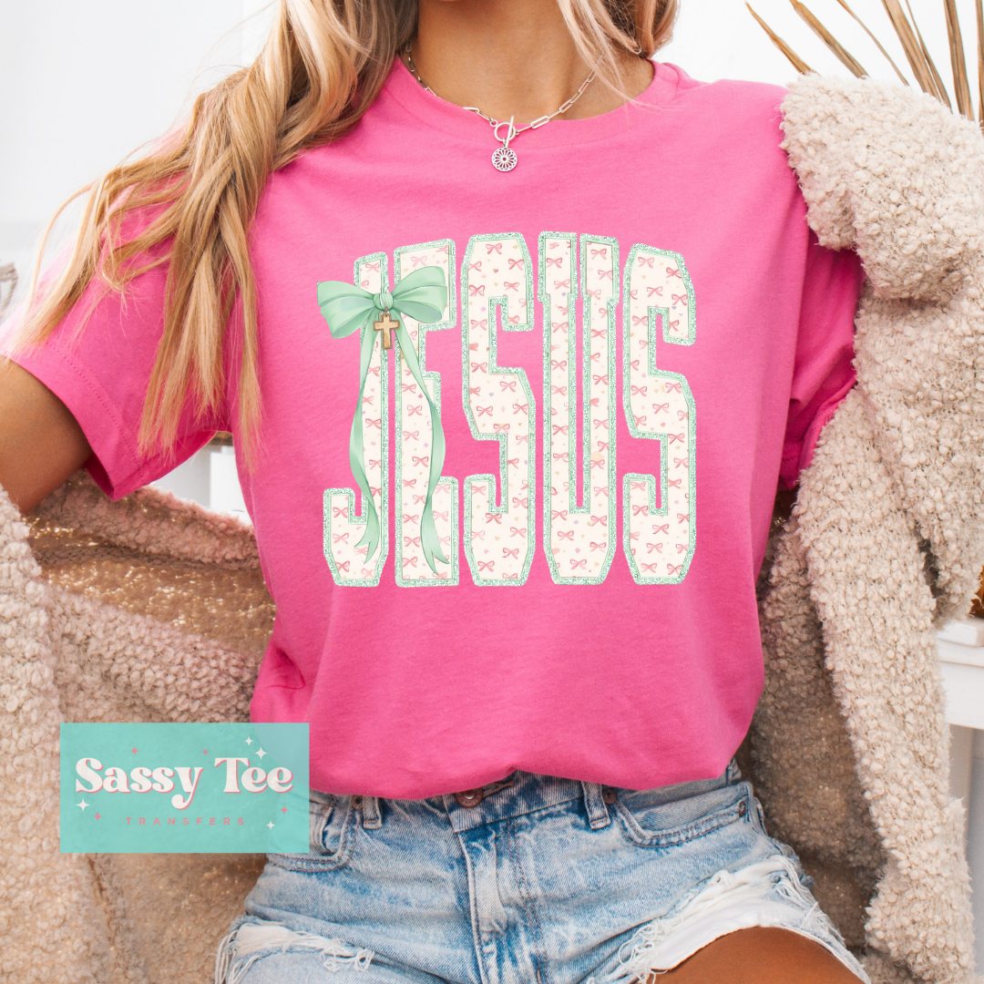 JESUS PINK MINT COQUETTE BOW **Preorder/Restock Ships in 5-10 biz days**