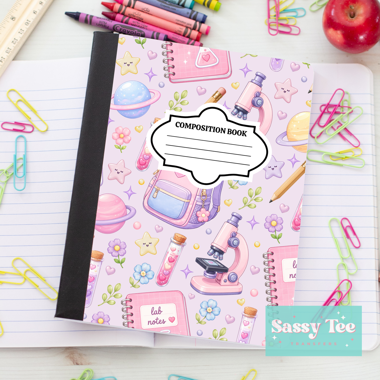 SCIENCE SPACE PINK PURPLE Peel + Stick Notebook Cover SET