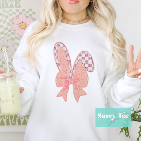 BUNNY RETRO PINK BOW PATCH