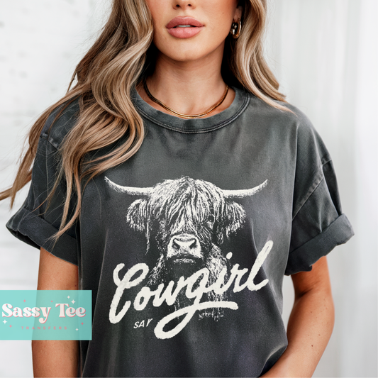 COWGIRL CHALK HIGHLAND COW **Preorder/Restock Ships in 5-10 biz days**