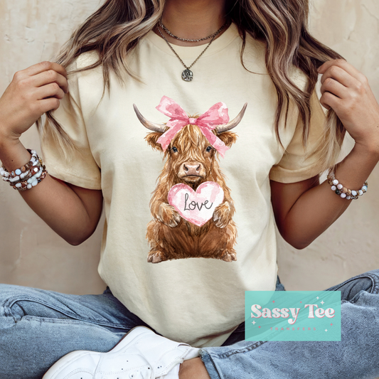 HIGHLAND COW LOVE HEART VINTAGE **Preorder/Restock Ships in 5-10 biz days**