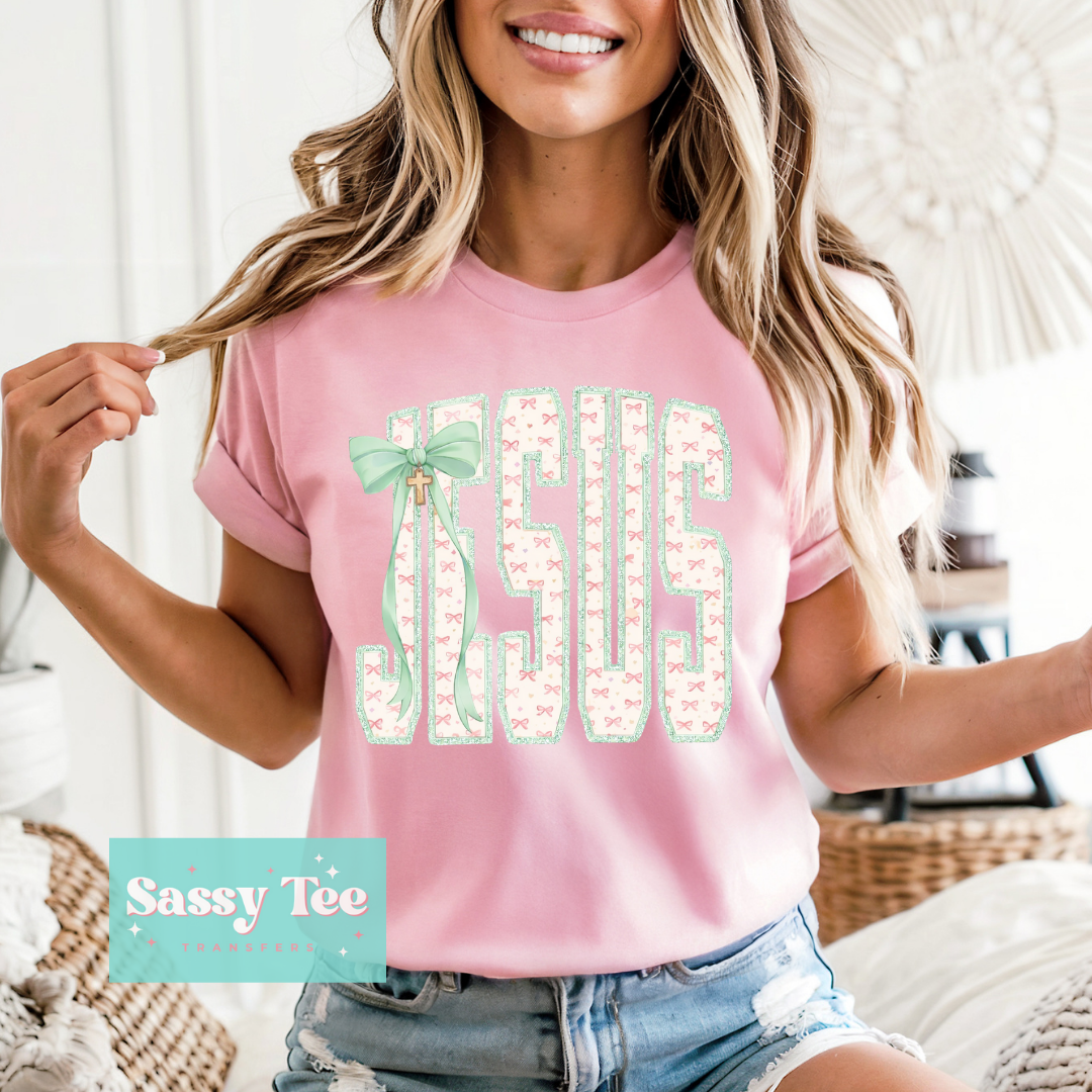 JESUS PINK MINT COQUETTE BOW **Preorder/Restock Ships in 5-10 biz days**