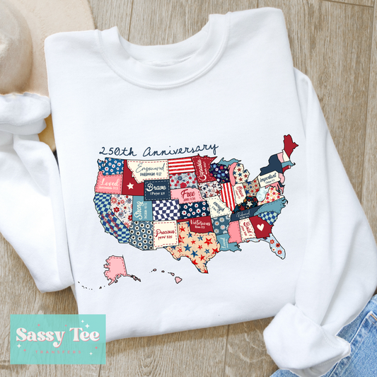 USA MAP PATCHWORK 250TH  **Preorder/Restock Ships in 5-10 biz days**