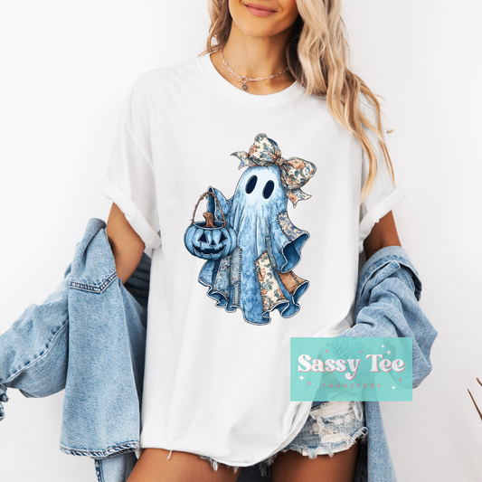 GHOST EMBROIDER BLUE JEAN **Preorder/Restock Ships in 5-10 biz days**