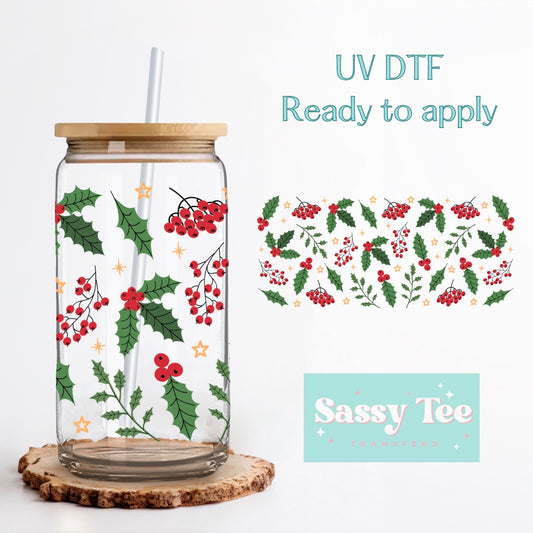 MISTLETOE CLASSIC CHRISTMAS UV DTF CUP WRAP **Preorder/Restock Ships in 5-10 biz days**