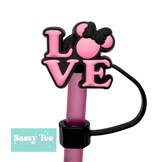 LOVE MOUSE PINK STRAW TOPPER