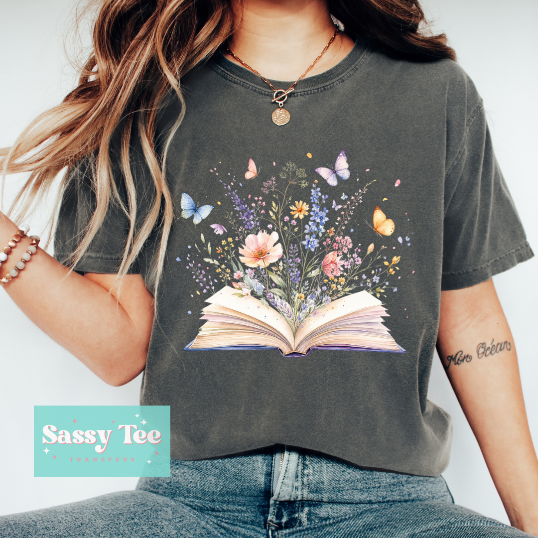 BOOK OPEN FLOWERS BUTTERFLIES SPRING **Preorder/Restock Ships in 5-10 biz days**