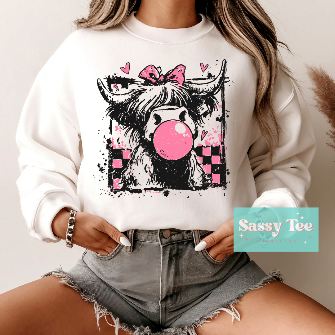 HIGHLAND COW RETRO BUBBLEGUM BLACK FRAME **Preorder/Restock Ships in 5-10 biz days**