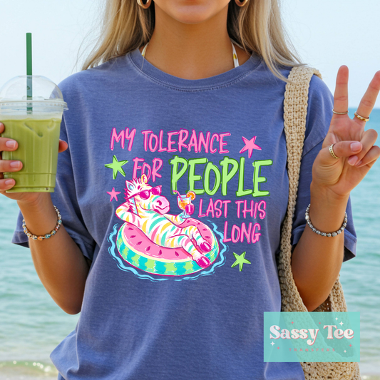 MY TOLERANCE FOR PEOPLE ZEBRA BRIGHT **Preorder/Restock Ships in 5-10 biz days**