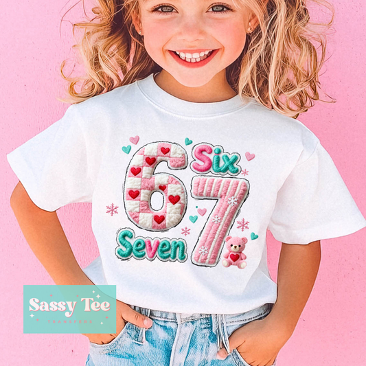 PINK MINT SIX SEVEN TEDDY HEARTS FAUX YARN Kids **Preorder/Restock Ships in Est. 5-10 biz days**
