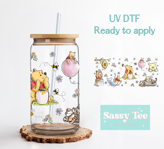 BEAR HONEY BEES FRIENDS CARTOON UV DTF CUP WRAP **Preorder Ships in 5-10 biz days**