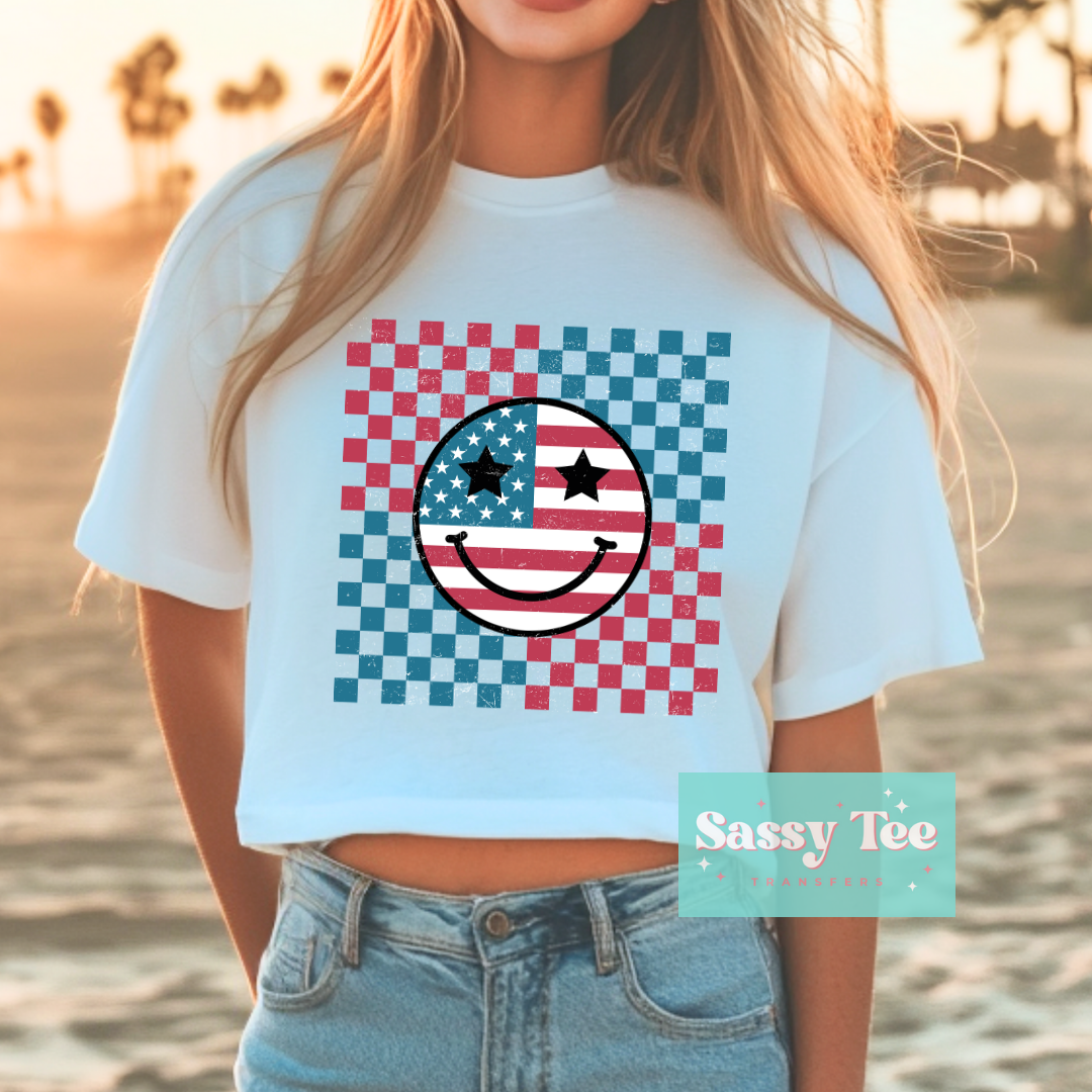 AMERICA JULY 4TH RETRO SMILEY **Preorder, Ships in 5-14 biz days**