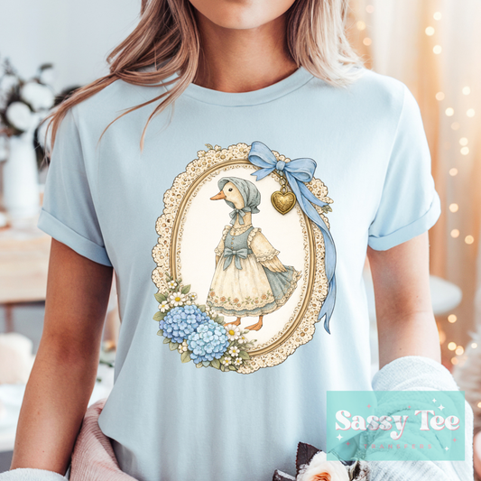 GOOSE BLUE BOW HYDRANGEA FRAME VINTAGE GRANDMA CORE