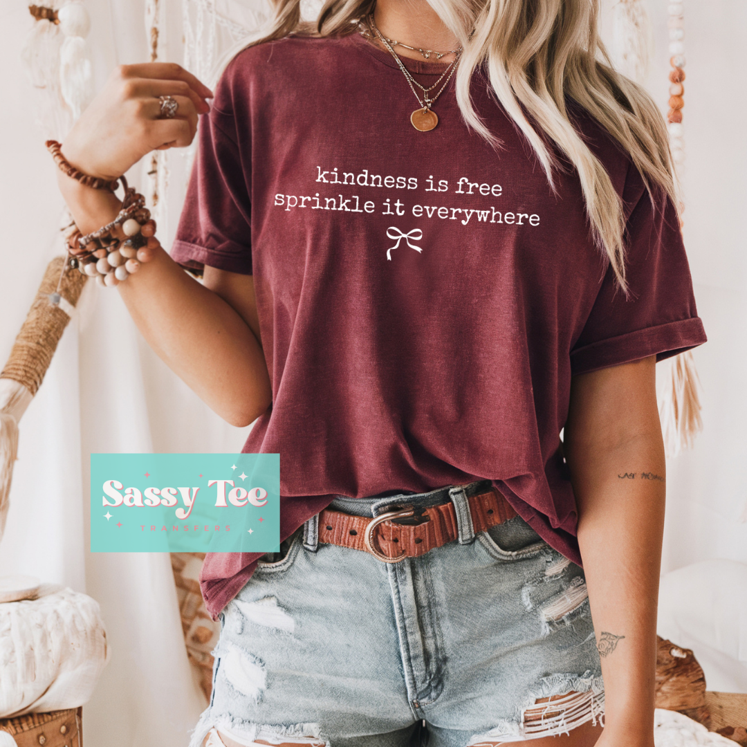 KINDNESS IS FREE SPRINKLE IT EVERYWHERE WHITE BOW **Preorder/Restock Ships in 5-10 biz days**