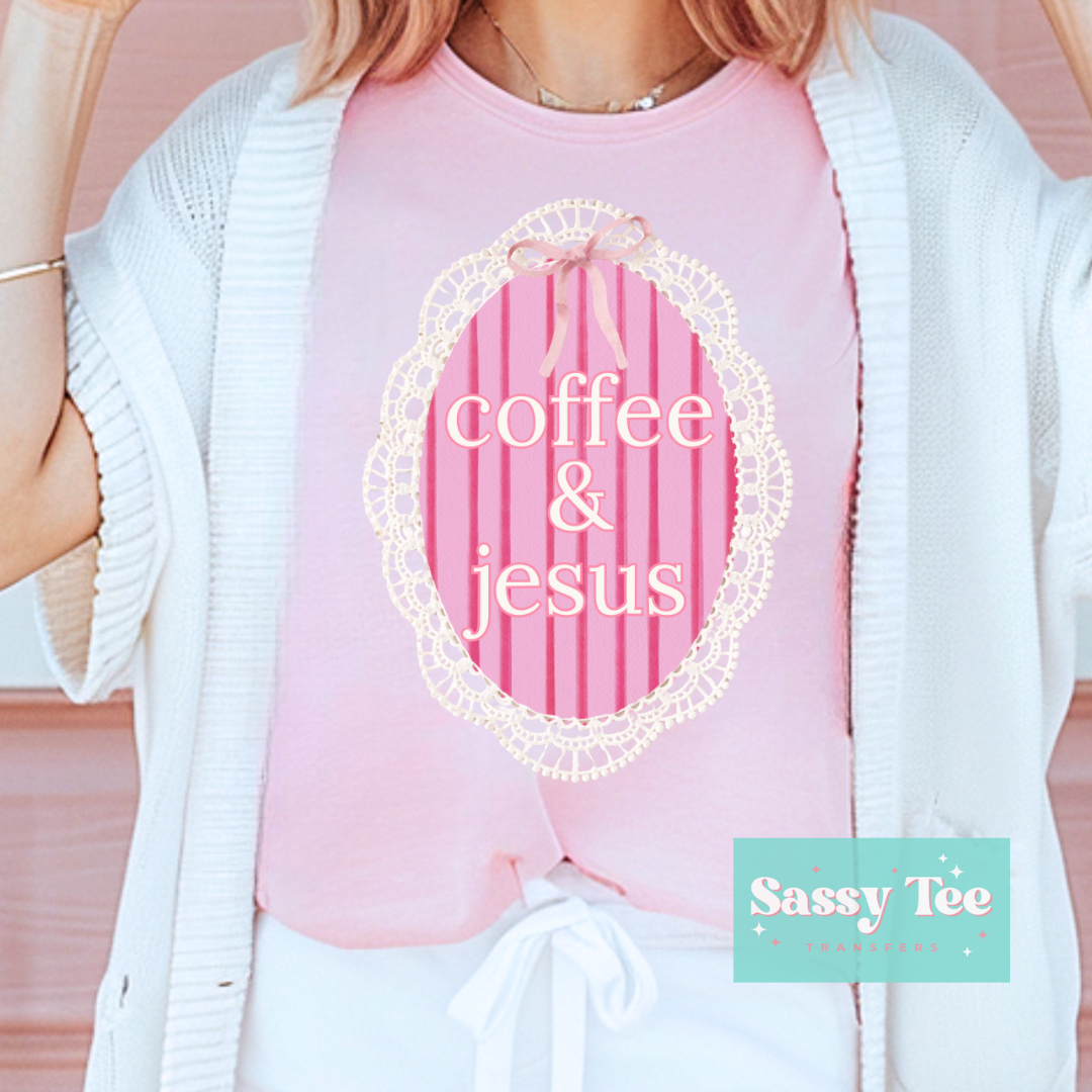 COFFEE AND JESUS PINK LACE FRAME **Preorder/Restock Ships in 5-10 biz days**