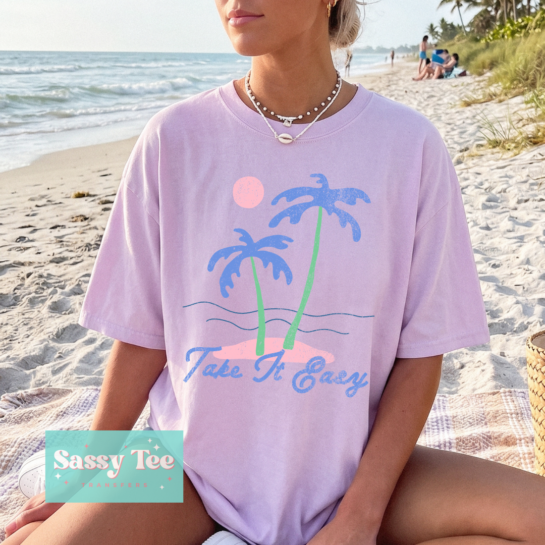 TAKE IT EASY BLUE PINK PREPPY BEACH **Preorder/Restock Ships in 5-10 biz days**