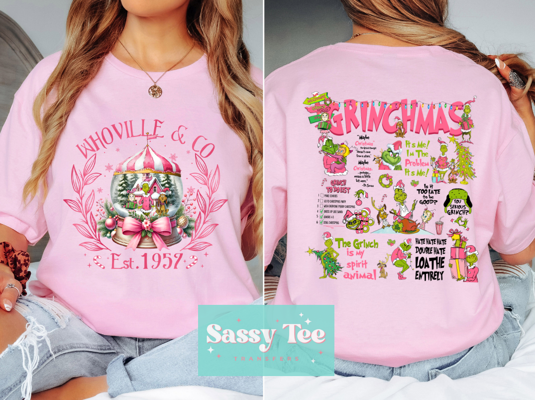 PINK GRINCHMAS Front/Back Options *Ships in 5-10 biz days