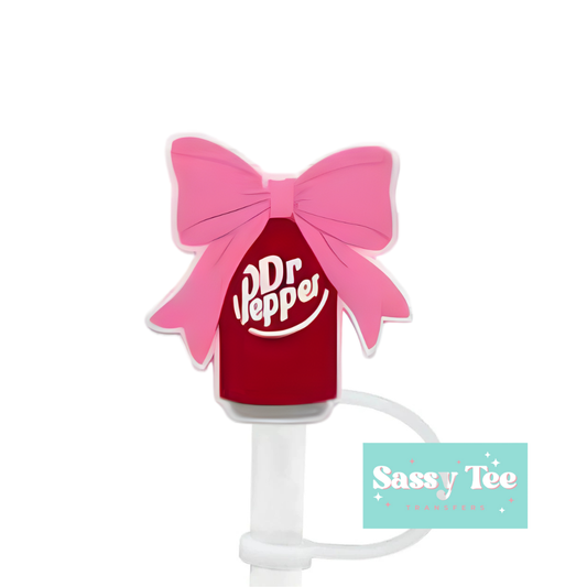 DR PEPEPR PINK BOW STRAW TOPPER