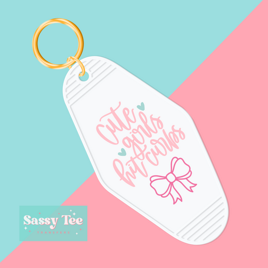 CUTE GIRLS HIT CURBS BOW UV DTF KEYCHAIN DECAL **Preorder Ships in 5-10 biz days**