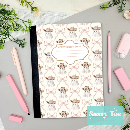 WESTERN GHOST PINK BOWS Peel + Stick Notebook Cover SET