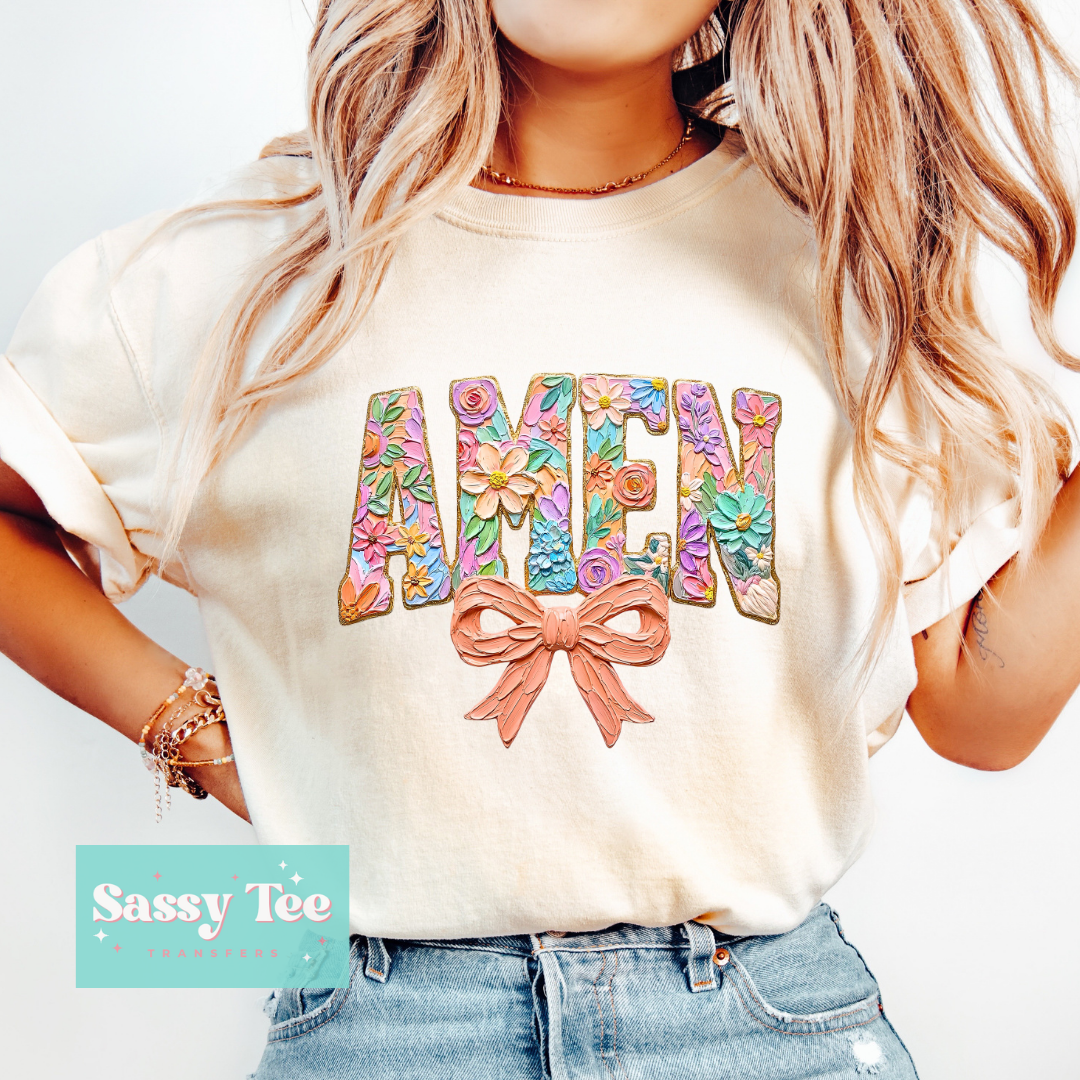 AMEN FLORAL BOW FAUX TEXTURE PAINT