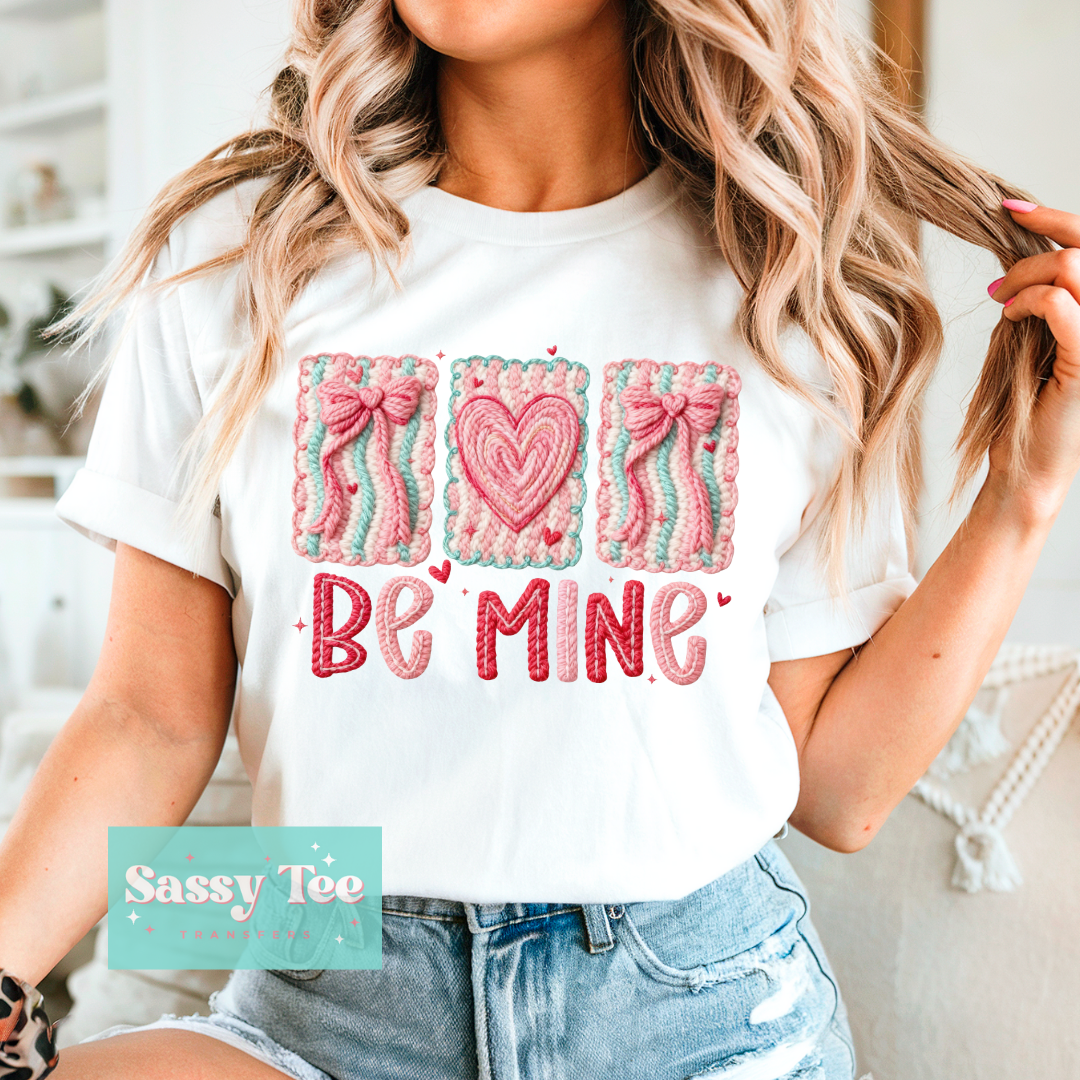 BE MINE PINK MINT BOW FAUX YARN **Preorder/Restock Ships in 5-10 biz days**