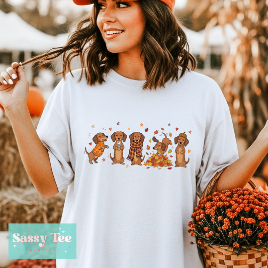 DACHSHUND FALL PUPS AUTUMN **Preorder/Restock Ships in 5-10 biz days**