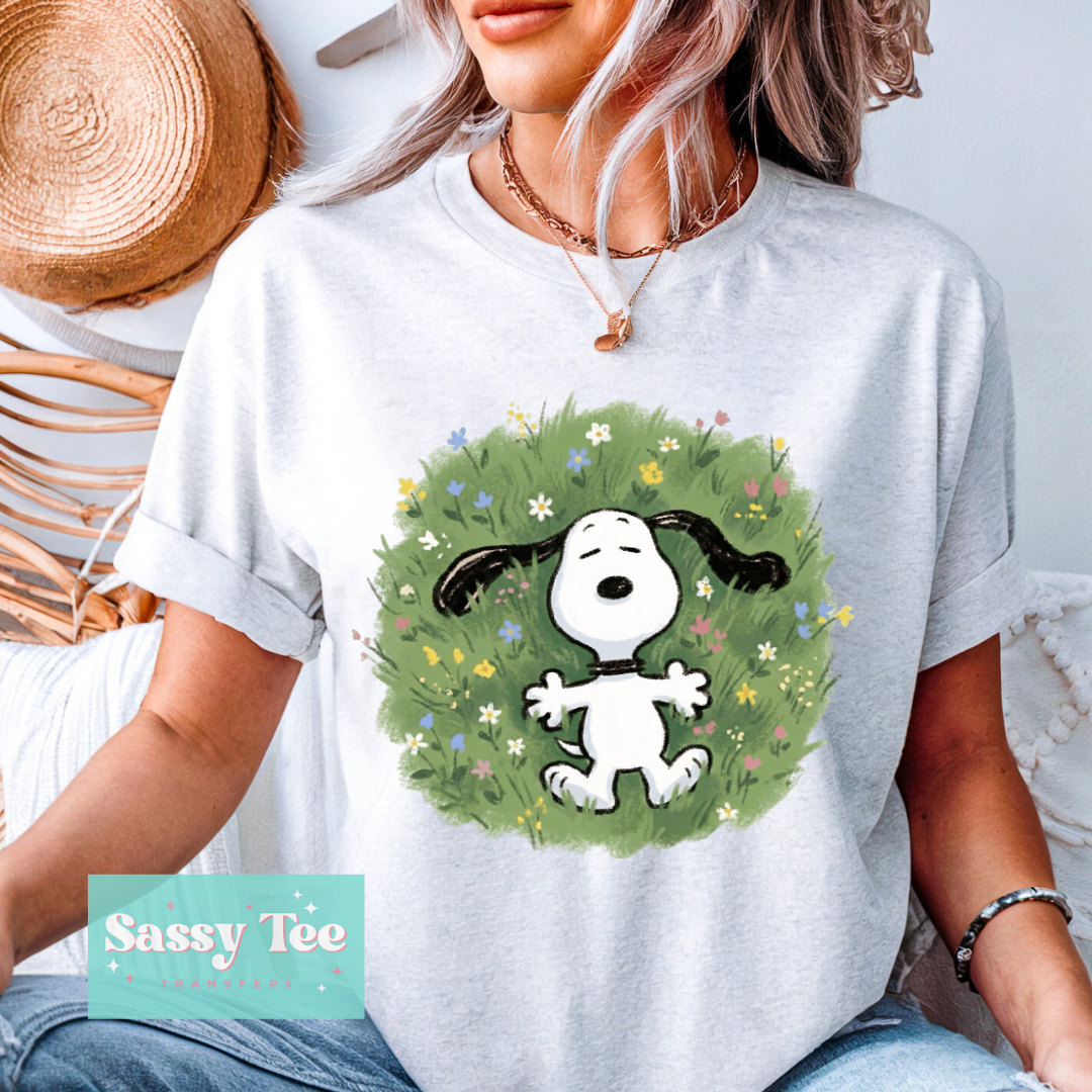 SNOOPY LAY IN GRASS FLOWERS **Preorder/Restock Ships in 5-10 biz days**