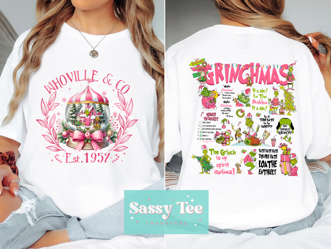 PINK GRINCHMAS Front/Back Options *Ships in 5-10 biz days