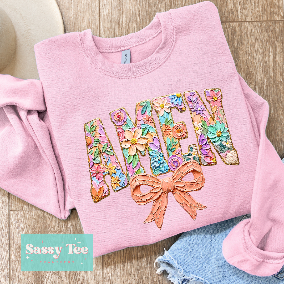 AMEN FLORAL BOW FAUX TEXTURE PAINT
