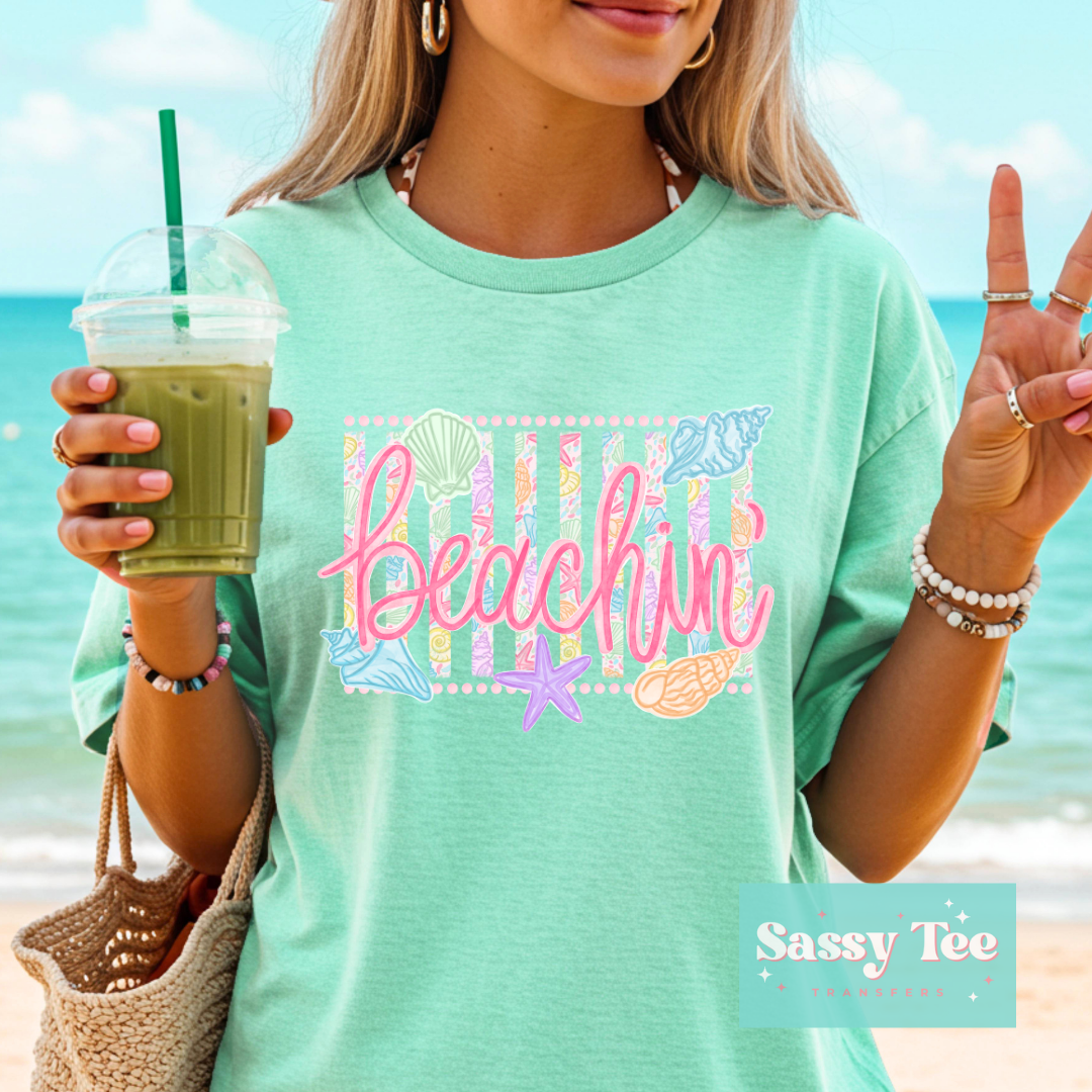 BEACHIN' BRIGHT PREPPY STRIPES SEASHELLS **Preorder/Restock Ships in 5-10 biz days**