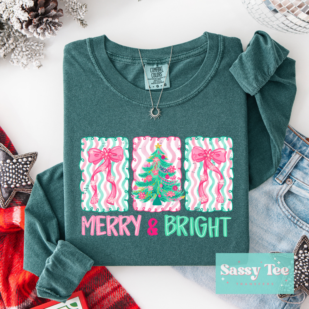 MERRY & BRIGHT PINK BOWS MINT **Preorder/Restock Ships in 5-10 biz days**