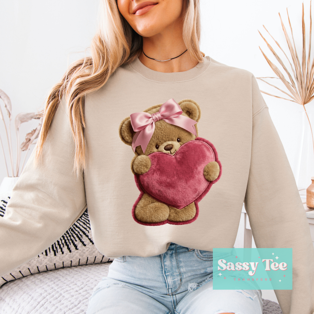 TEDDY HEART BOW FAUX VALENTINE **Preorder/Restock Ships in 5-10 biz days**