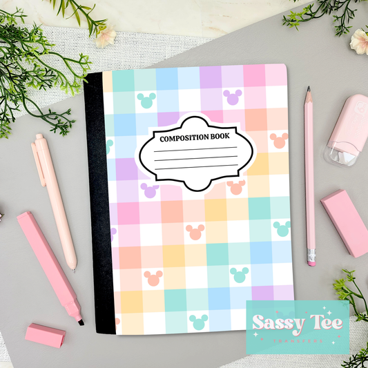 PASTEL PLAID MOUSE Peel + Stick Notebook Cover SET