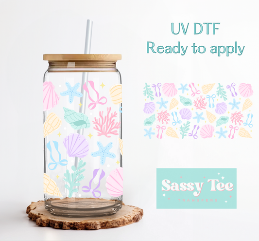 PASTEL SEA BOWS UV DTF CUP WRAP **Preorder, Ship sin 5-10 biz days**