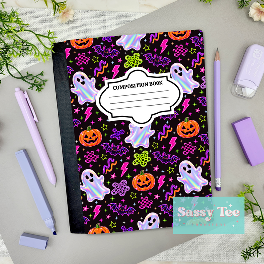 SPOOKY CUTE PASTEL GHOST BRIGHT COLORFUL Peel + Stick Notebook Cover SET