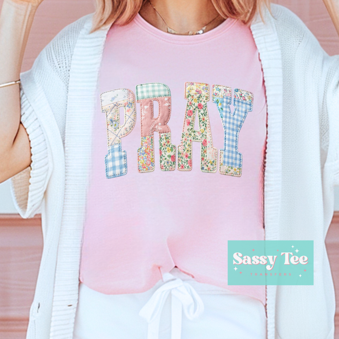 PRAY FAUX PATCHWORK FLORAL QUILT**Preorder/Restock Ships in 5-10 biz days**