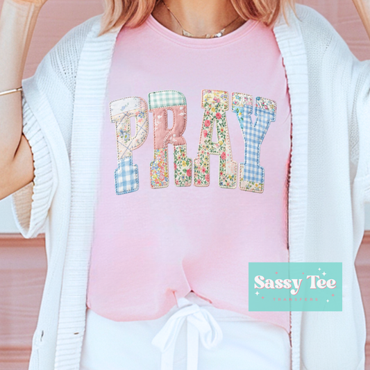 PRAY FAUX PATCHWORK FLORAL QUILT**Preorder/Restock Ships in 5-10 biz days**