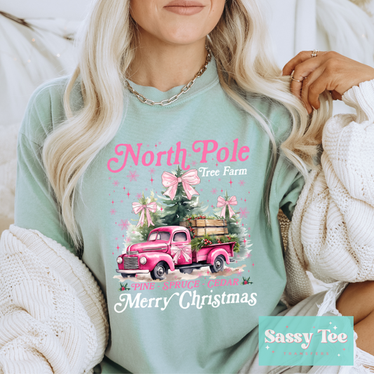 NORTH POLE PINK TREE TRUCK **Ships in 5-10 biz days